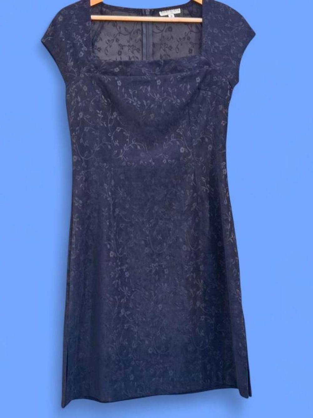 Rampage Navy Floral Jacquard Cap Sleeve Mini Dress